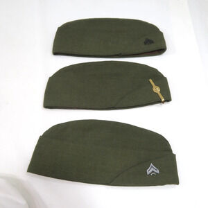 Lot of 3 USMC Military Garrison Caps/Hats 1977 1 Gold 2 Black Pins Sz 6 7/8